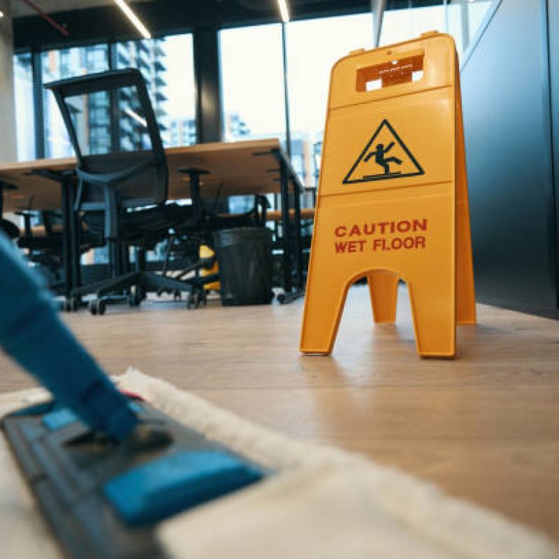 Necessary gadgets for cleaning the premises - a special mop and a folding small stepladder